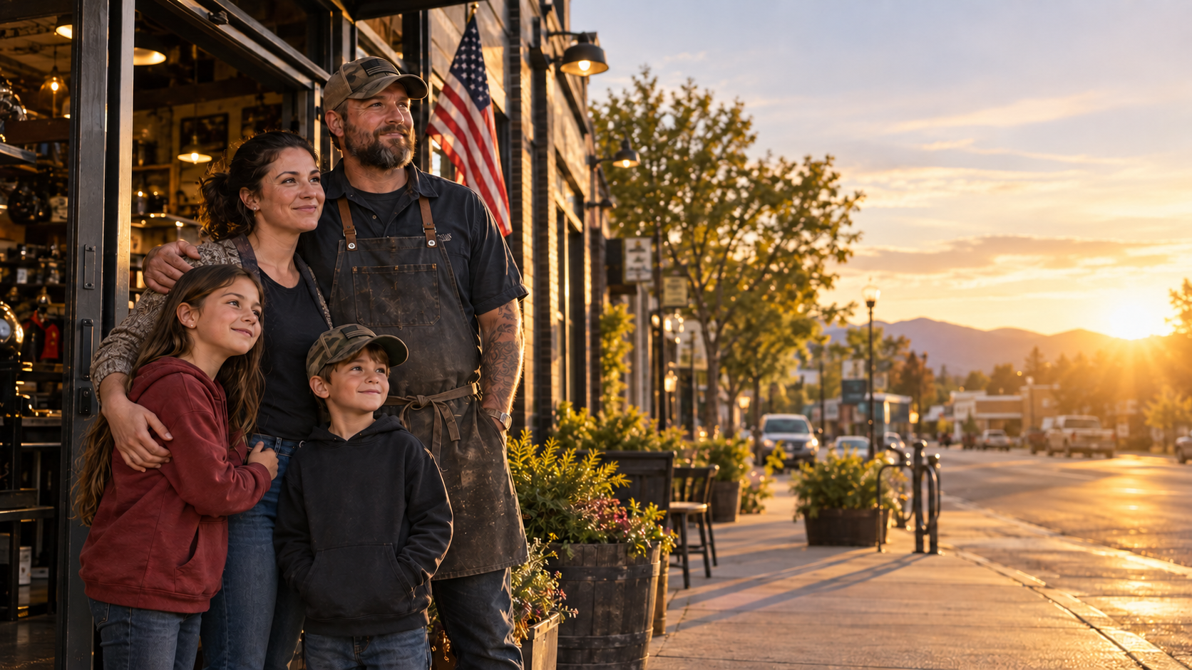 Veteran business owner centered with his family