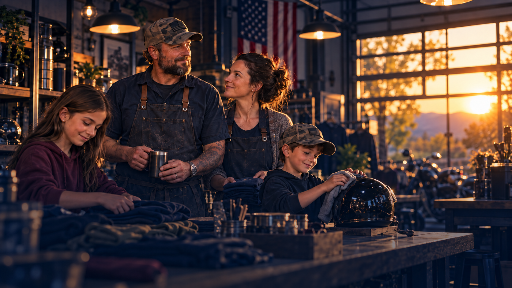 Veteran business owner and his family working together