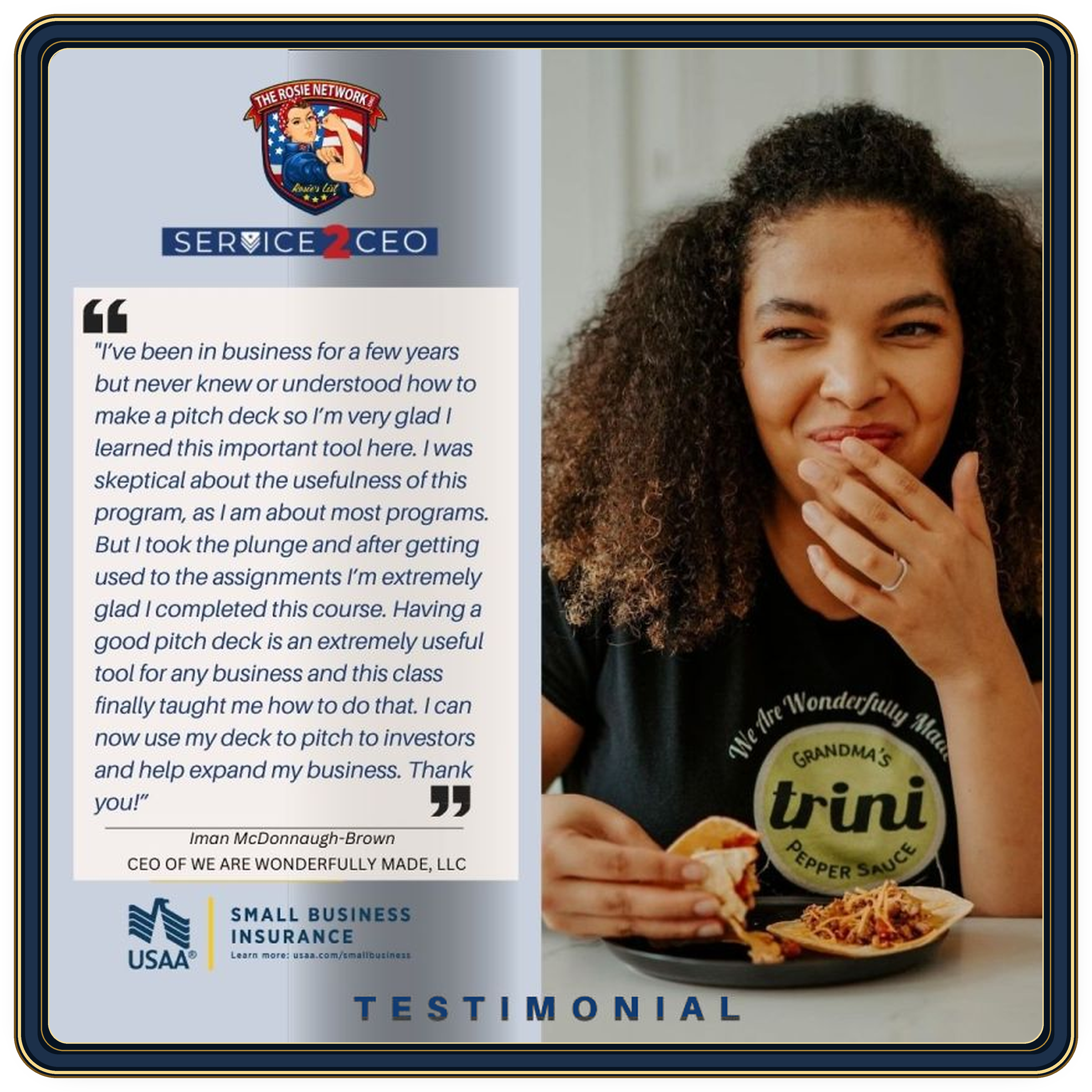 Iman McDonnaugh-Brown testimonial